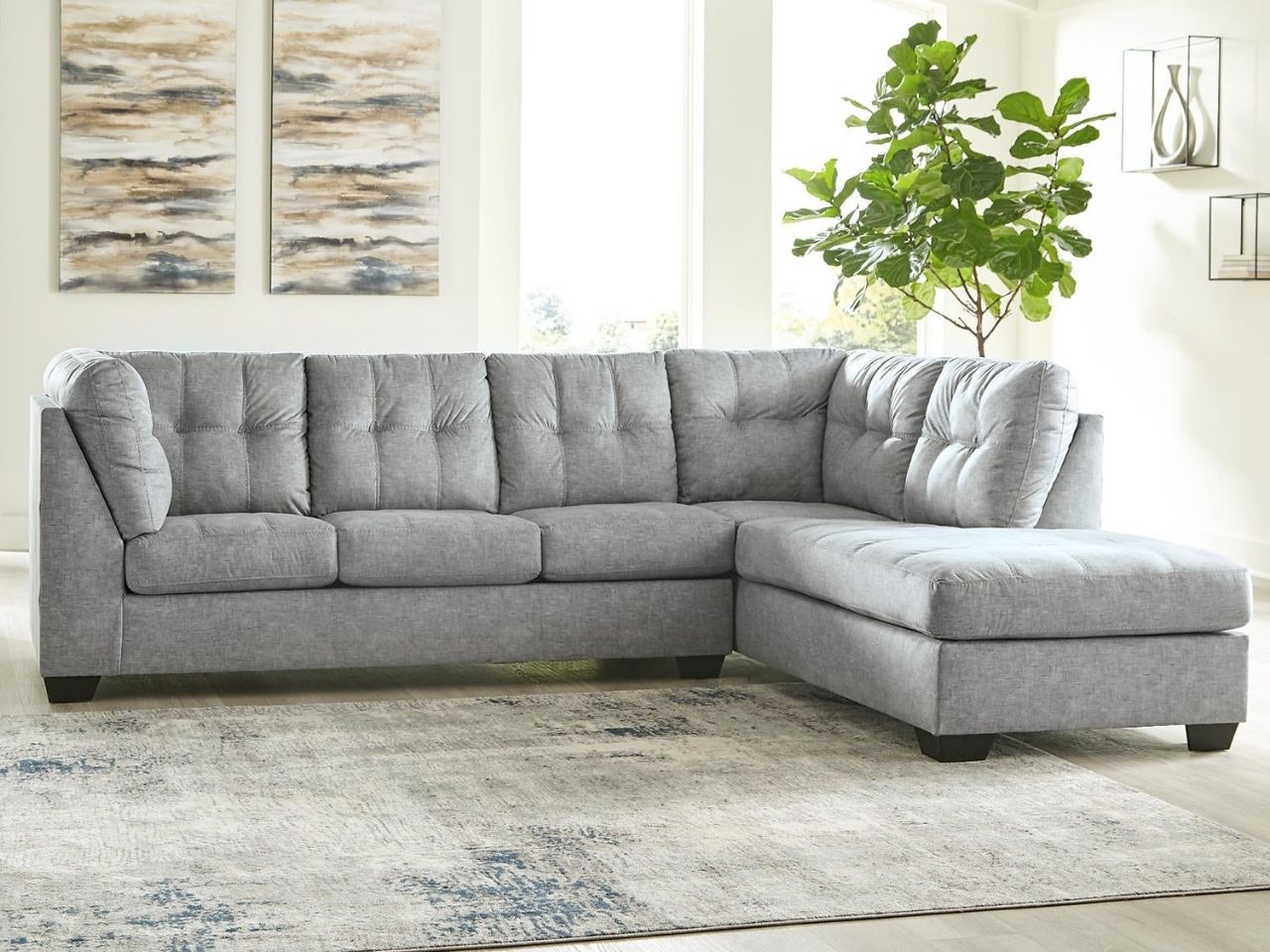 Falkirk Velvet-Touch 2-Piece L-Shaped Sectional Sofa with Chaise, Tailored in Calgary