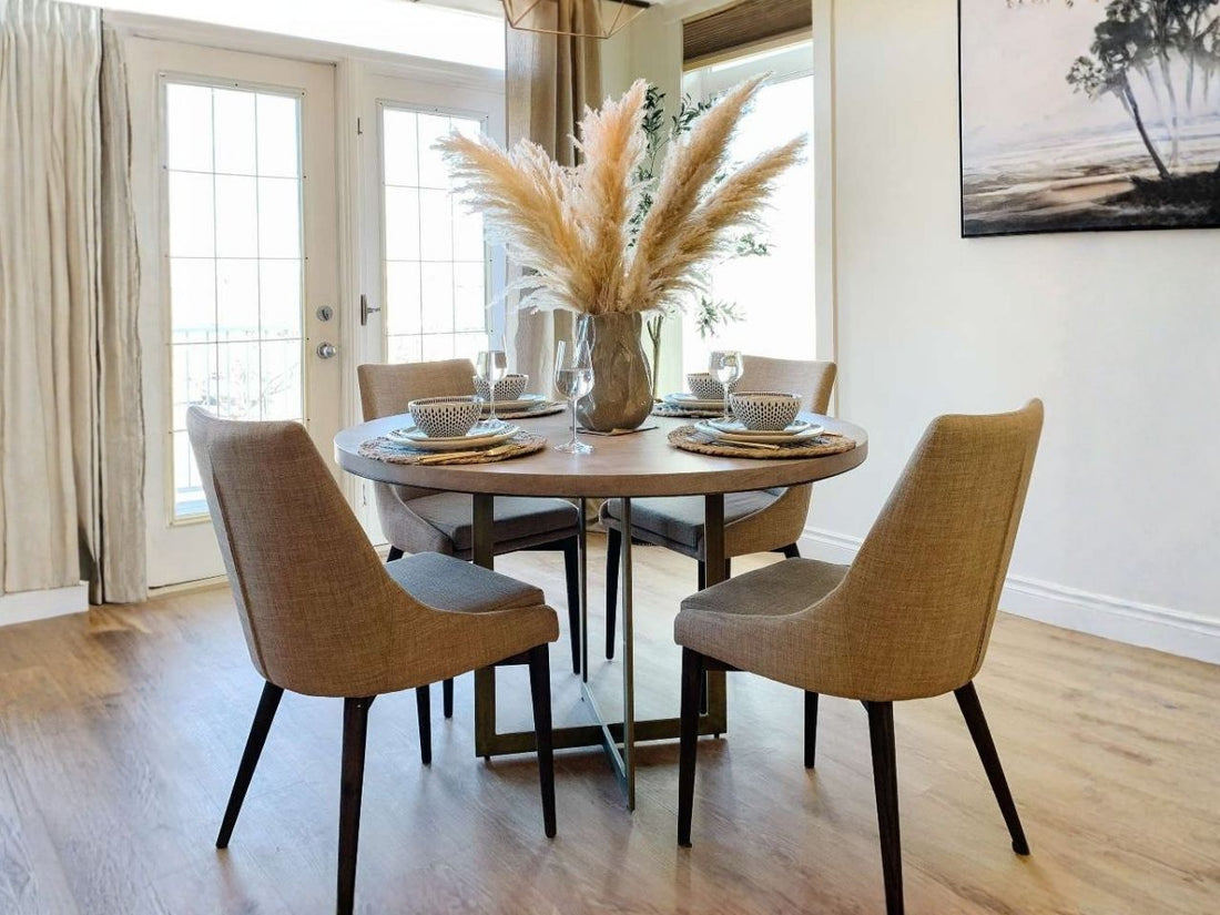 Faye Light Brown Round Dining Table | Calgary Furniture Store