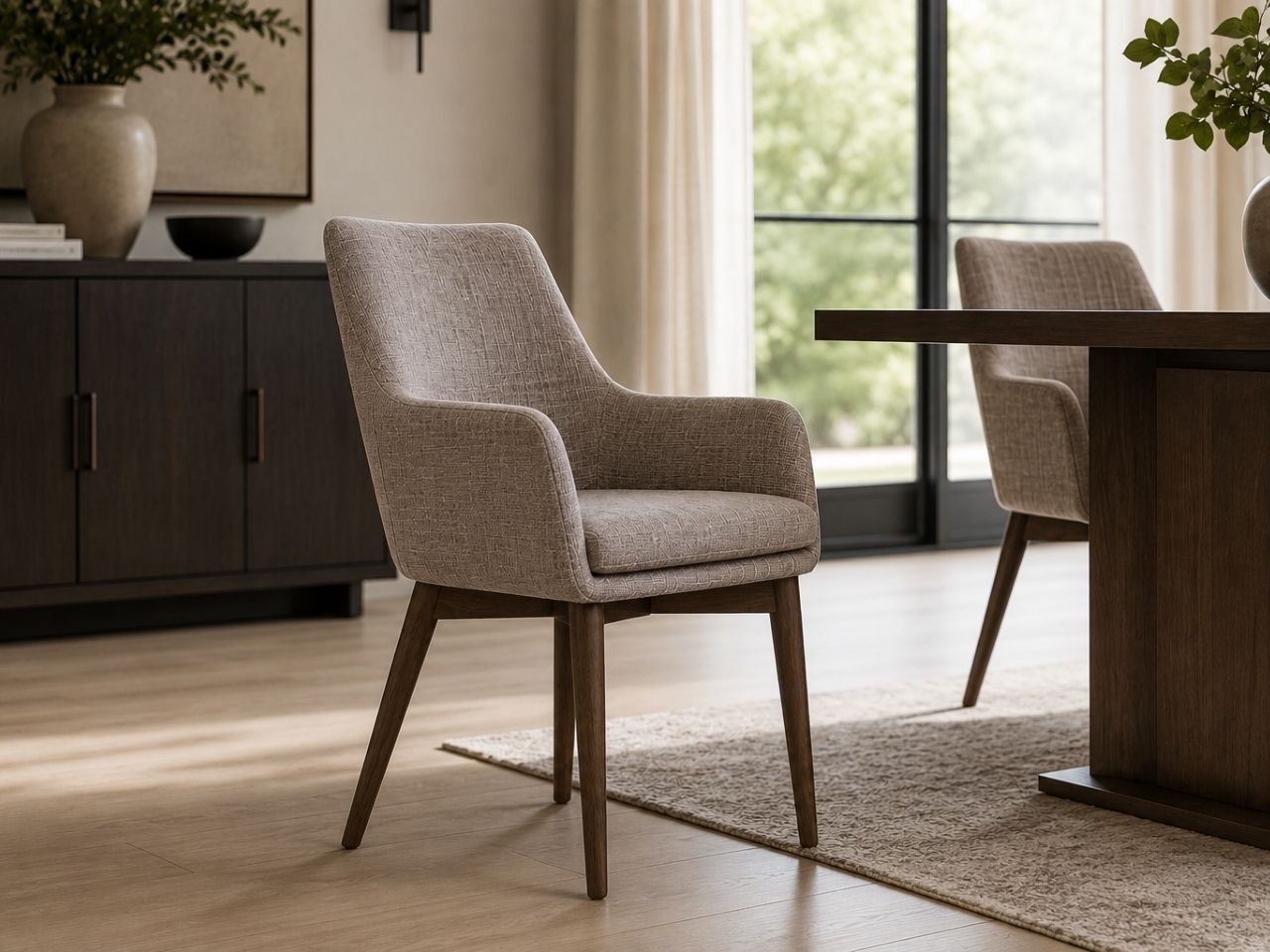 Fritz Dining Armchair in a dining room setting. 