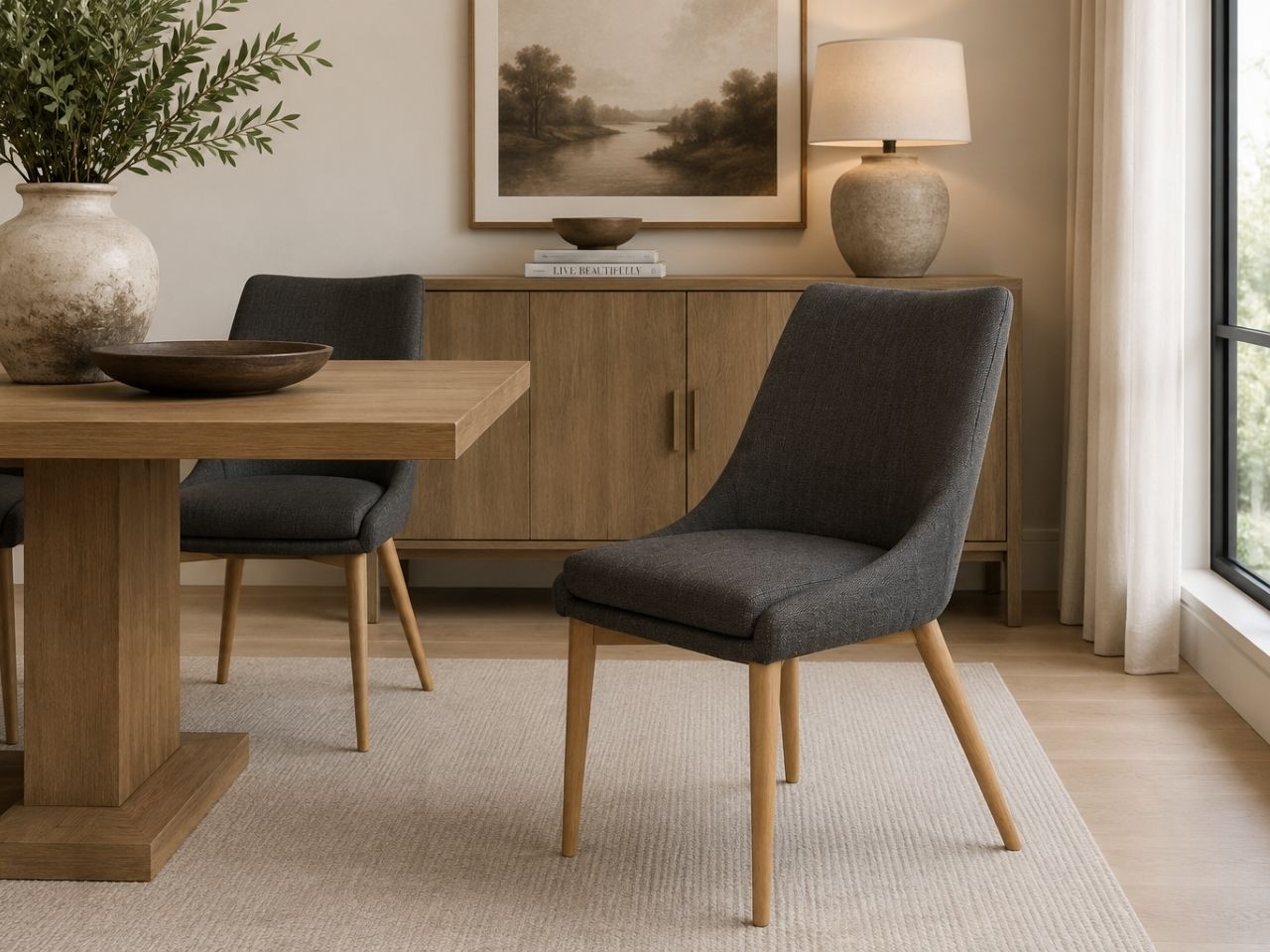 Fritz Dining Chair in Calgary in a dining room setting. 