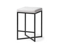 Frodo Upholstered Fabric Counter Stool with Black Iron Base in Calgary in a  white background 