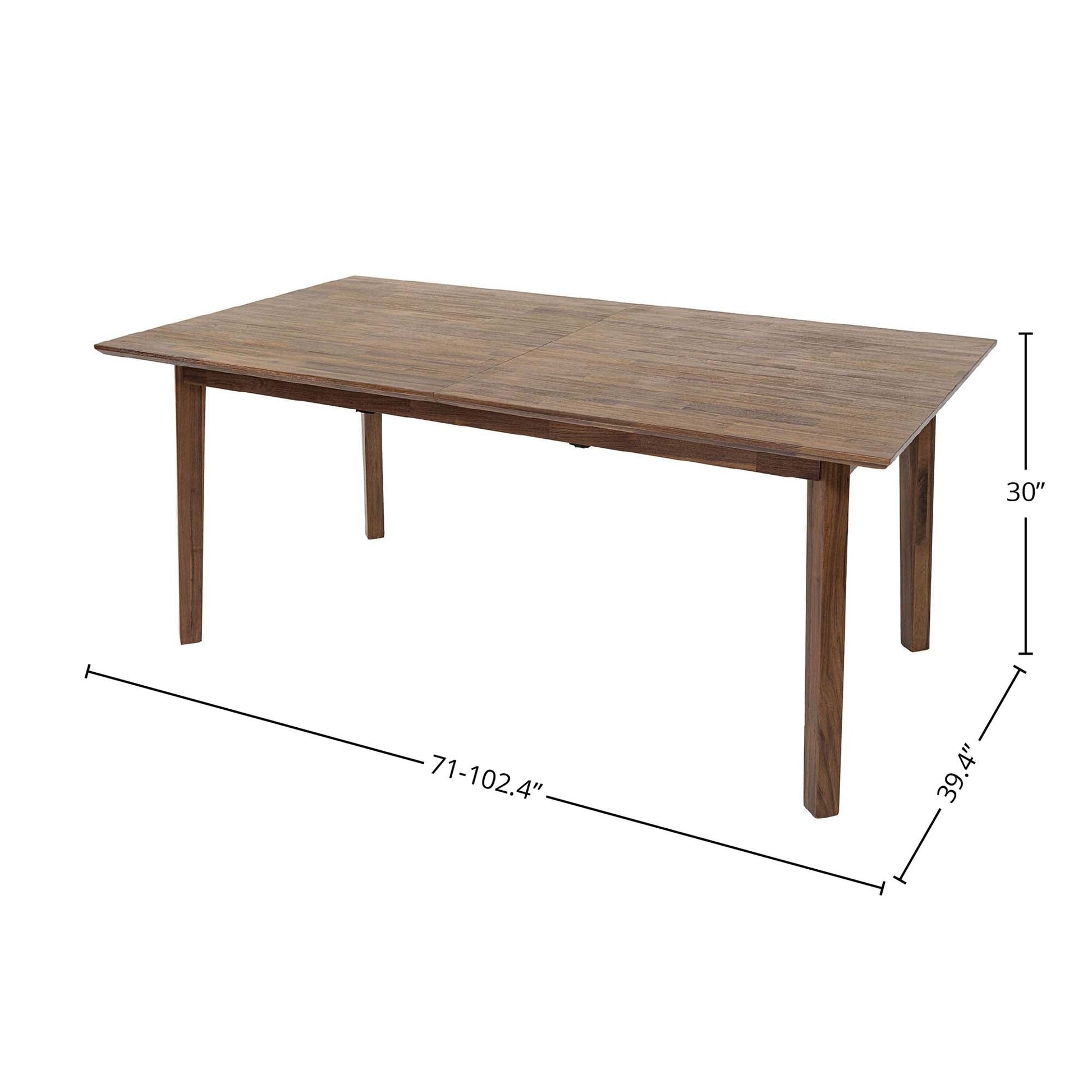 Gia Warm Pecan Extension Dining Table 71/102 Inch Solid Wood