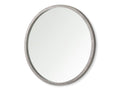 Round mirror with a silver frame in Calgary on a white background