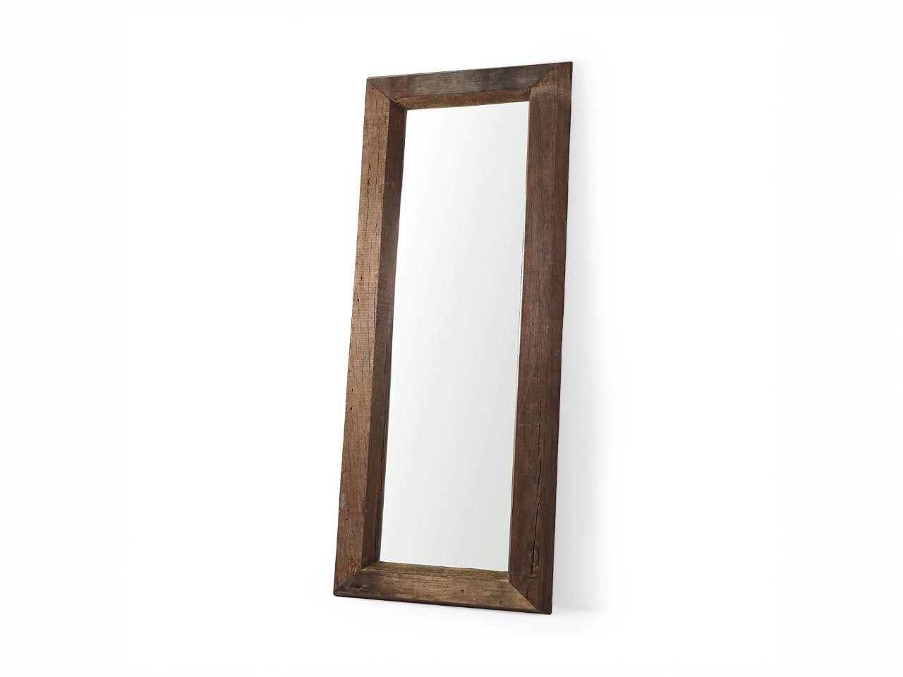 Wooden-framed mirror in Calgary on a white background