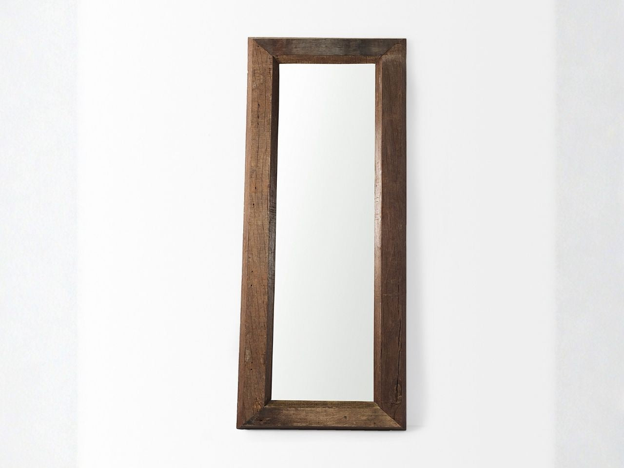 Wooden-framed mirror in Calgary on a white background