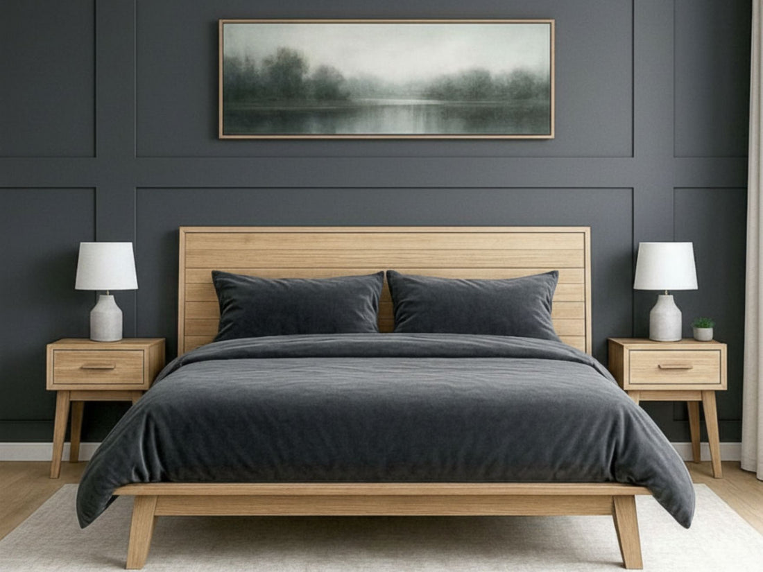 Gia Bed - Light Finish Solid Wood - Calgary Furniture Store 