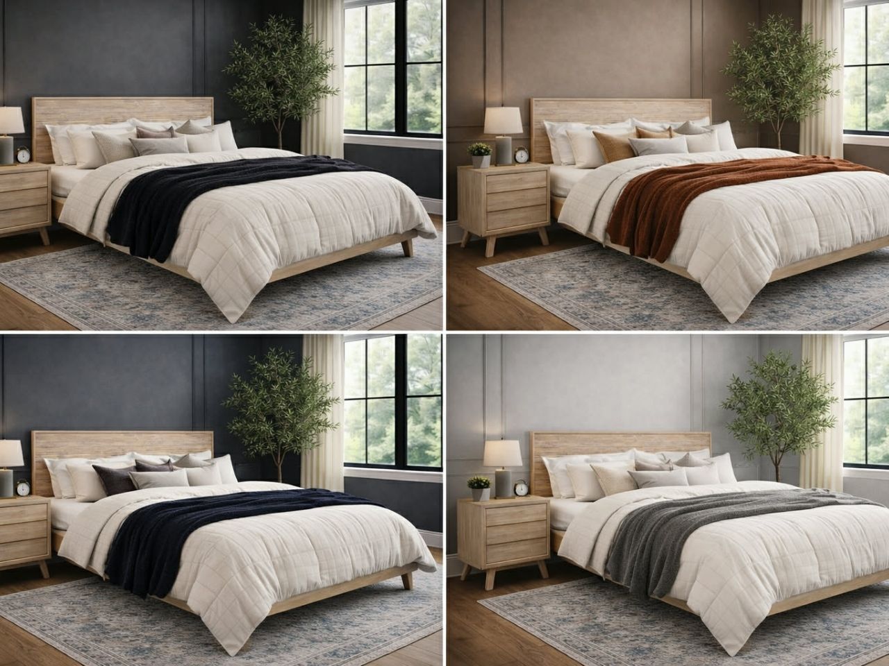 Gia Light Finish Solid wood Bed -4 pictures