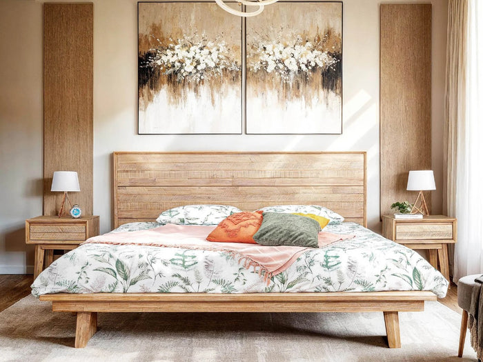 Gia Bed - Light Finish Solid Wood - Calgary Furniture Store