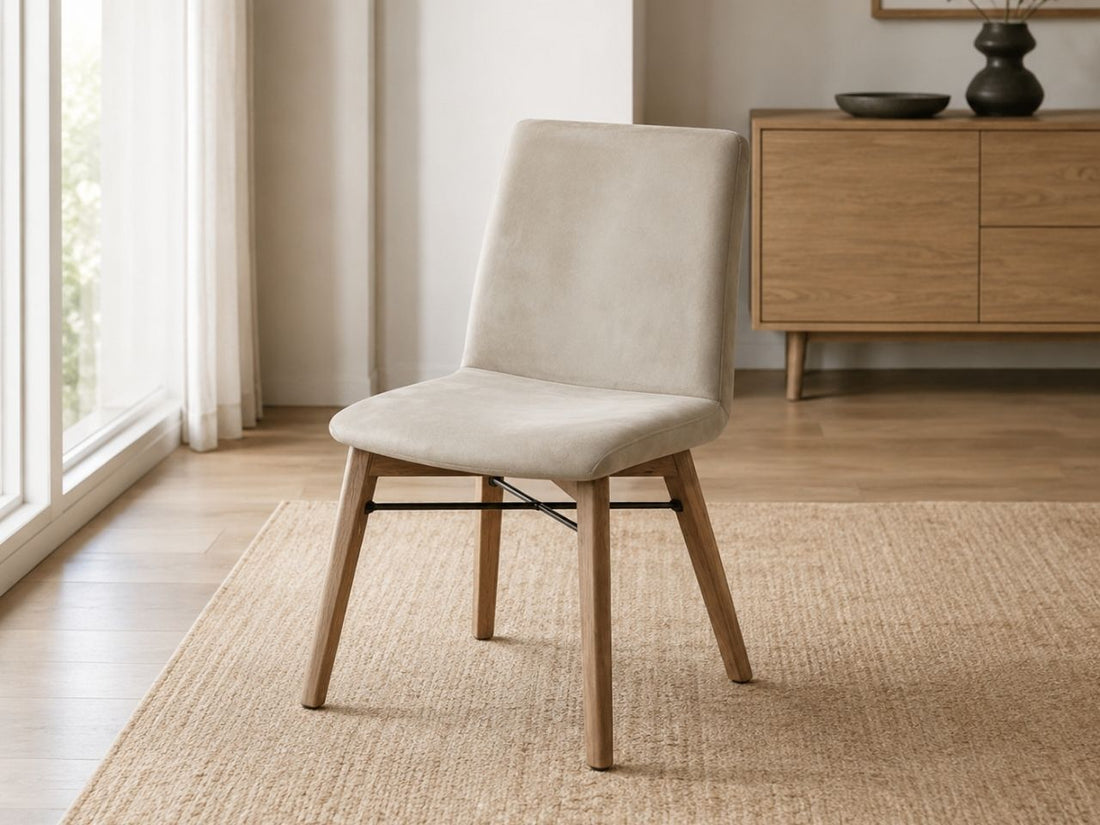 Gia Sand Dining Chair in a dining room setting. 