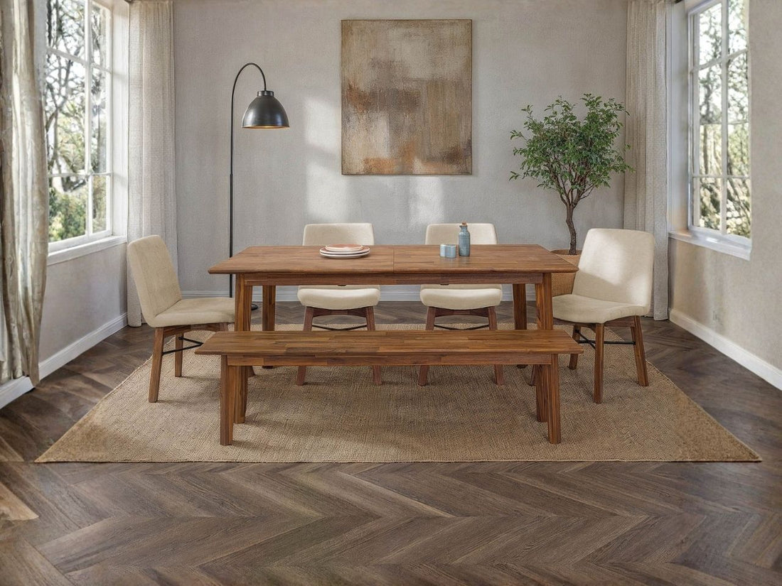 Gia Warm Pecan Extension Dining Table 71/102 Inch Solid Wood