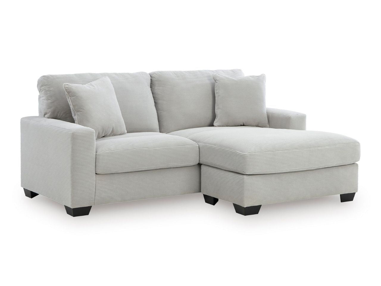 Greenbriar Smoke L-Shape Sofa Chaise with Track Arms, Polyester Upholstery in Calgary in a white background