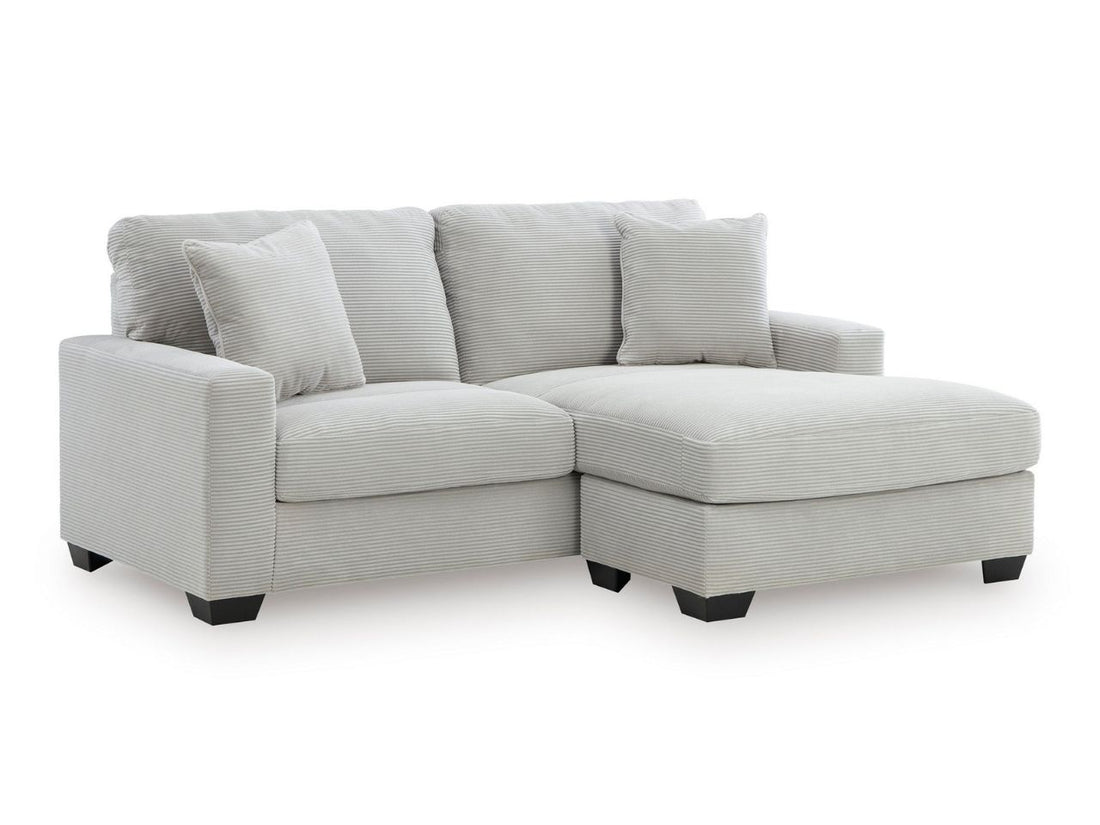Greenbriar Smoke L-Shape Sofa Chaise with Track Arms, Polyester Upholstery in Calgary in a white background