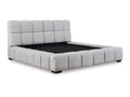 Light gray upholstered platform bed frame shown without a mattress.
