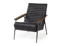 Grosjean Black Leather Wrap Metal Frame Accent Chair in Calgary in a white background