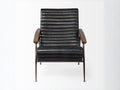 Grosjean Black Leather Wrap Metal Frame Accent Chair in Calgary in a white background front view