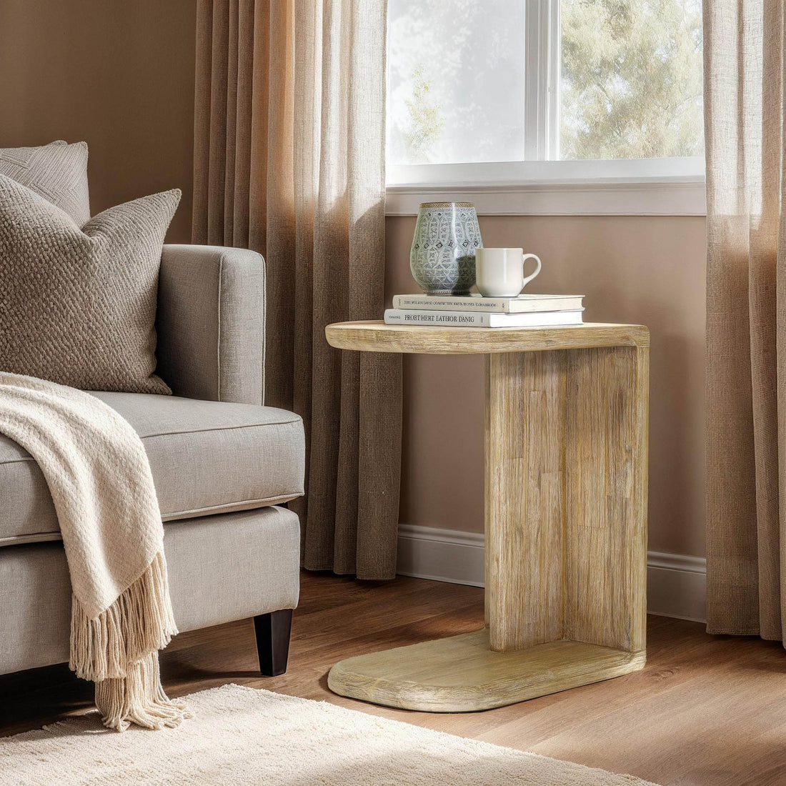 Haru C-Shaped Side Table - Calgary Furniture Store