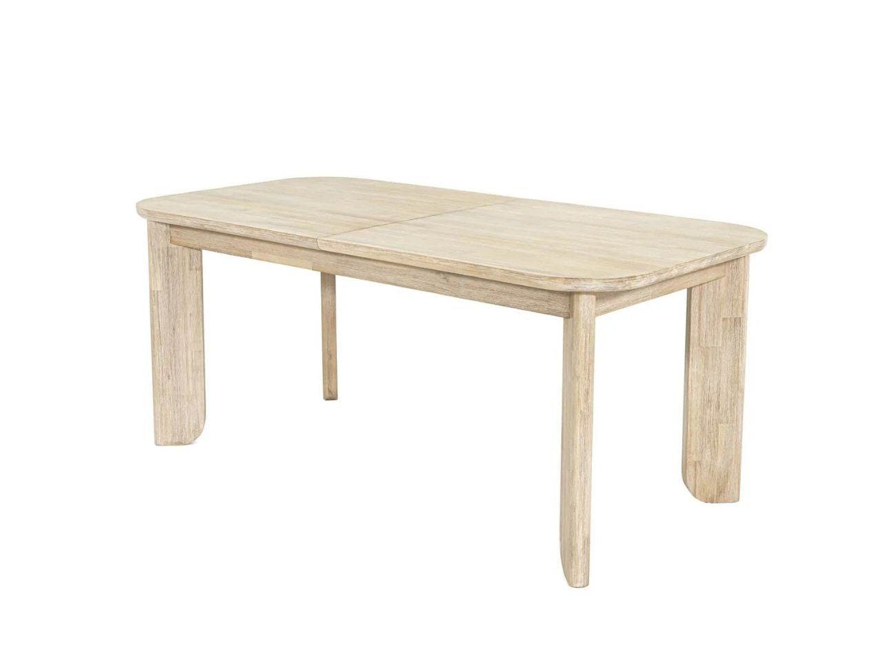 Light wood extension dining table on a white background.