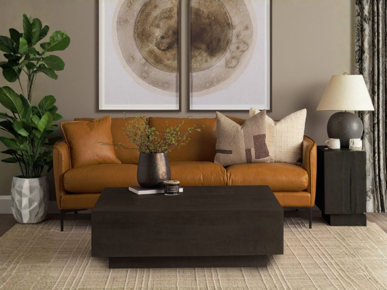 Hayden Dark Brown Wood Square Coffee Table in Calgary 