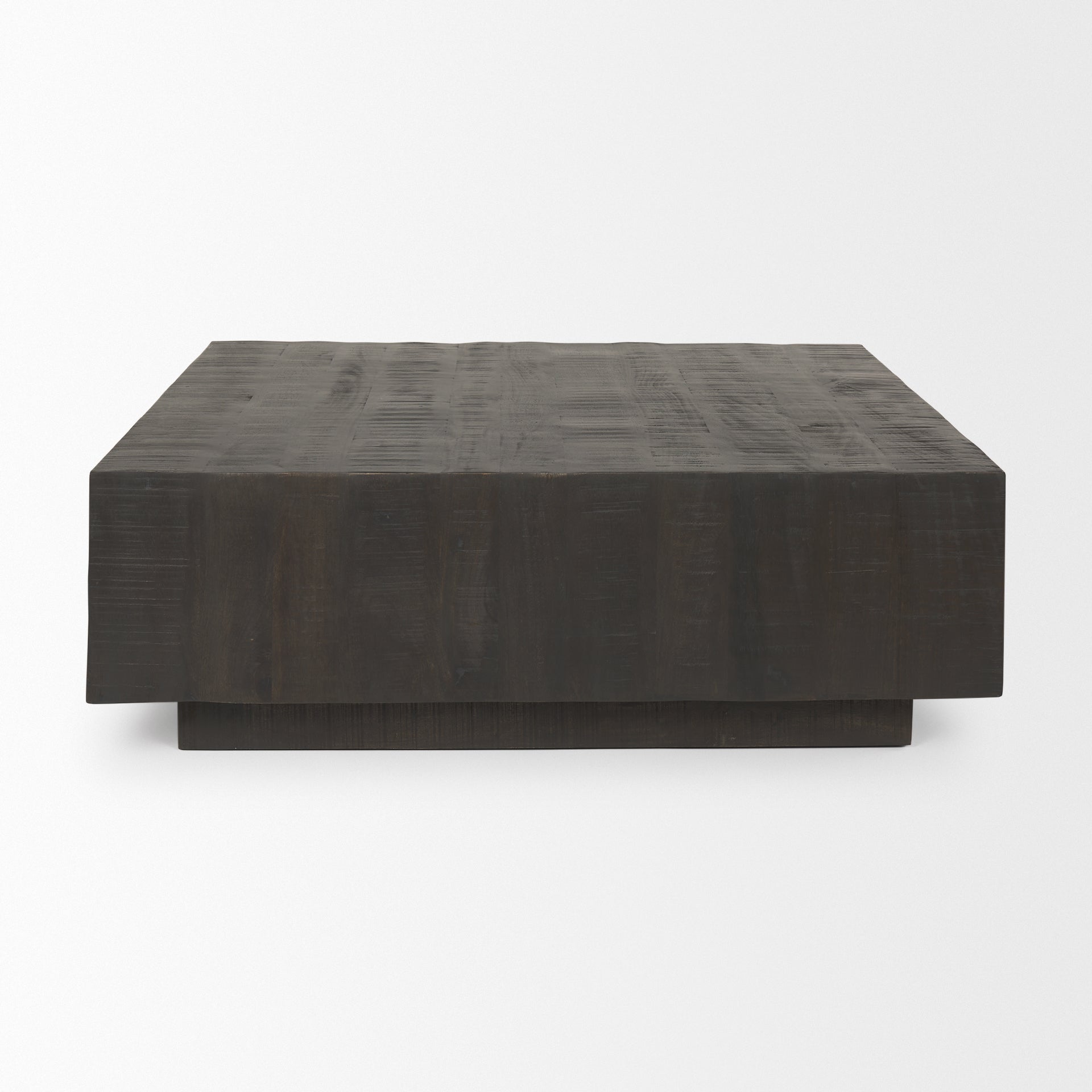 Hayden Dark Brown Wood Square Coffee Table in Calgary in a white background-front view