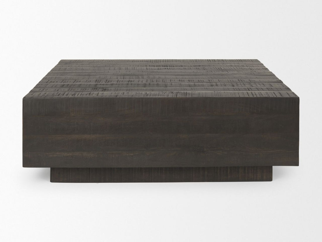 Hayden Dark Brown Wood Square Coffee Table in Calgary in a white background