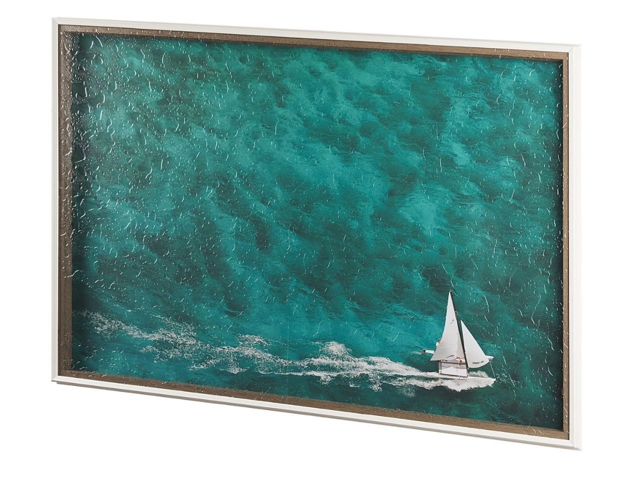 Hobie Sailing Hand-Embellished Textured Framed Photo Art Print in a Calgary in a white background