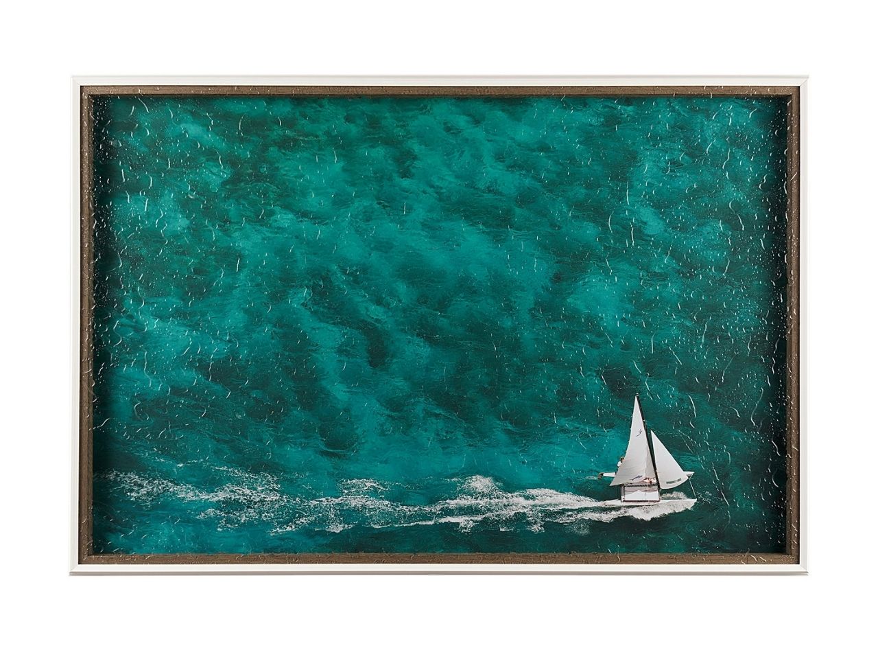 Hobie Sailing Hand-Embellished Textured Framed Photo Art Print in a Calgary in a white background