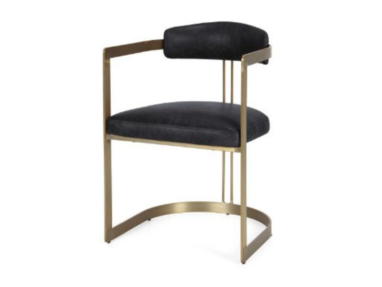 Hollyfield Brown Top-Grain Leather Dining Chair in Calgary with Black Frame in a white background