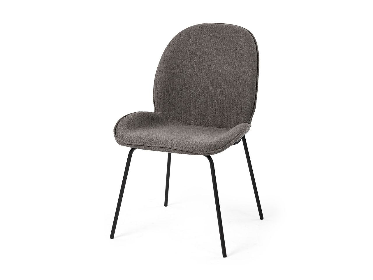 Inala Grey Fabric Seat Dining Chair with Black Metal Frame in Calgary in a white background
