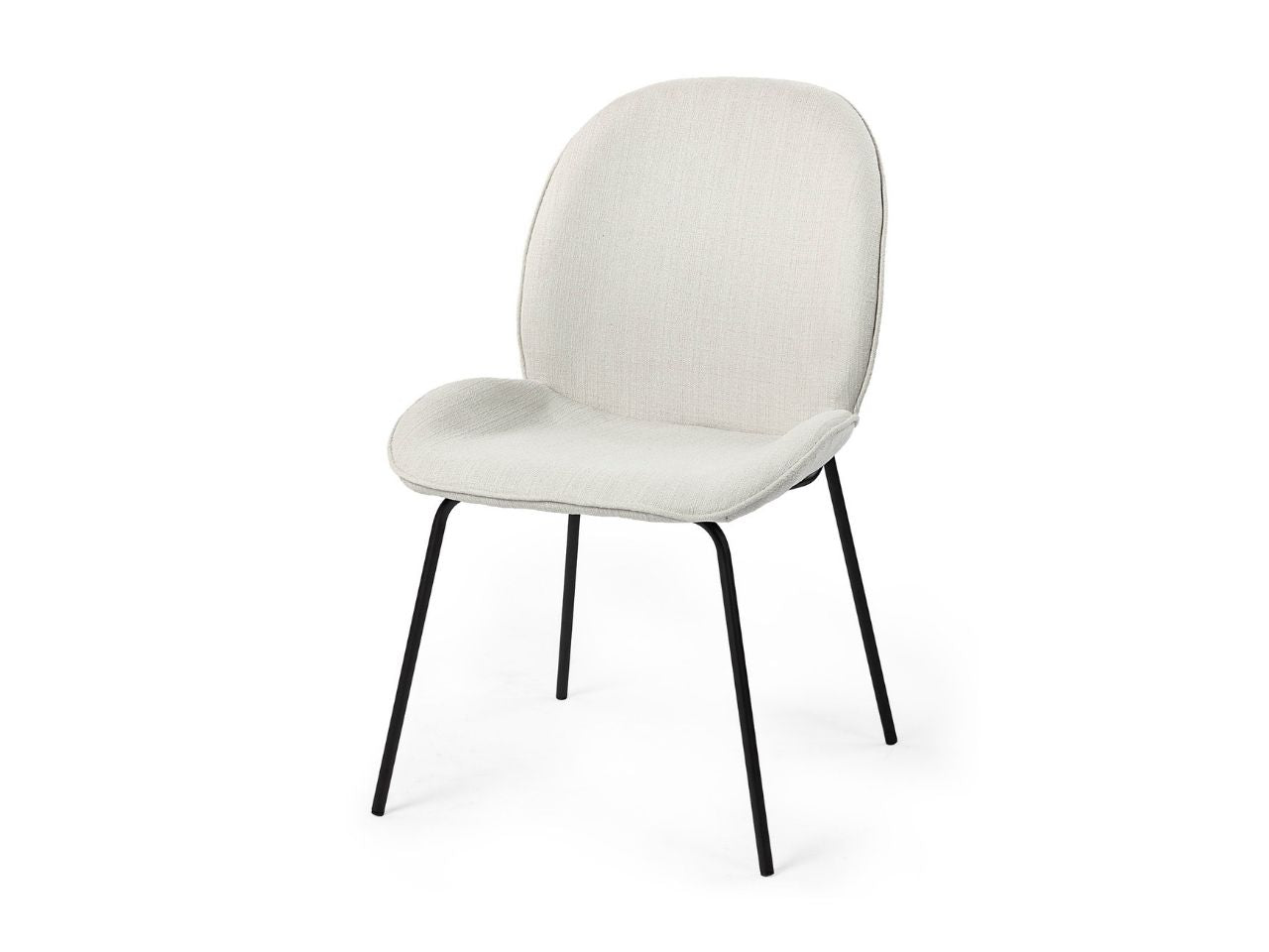 Inala white Fabric Seat Dining Chair with Black Metal Frame in Calgary in a white background