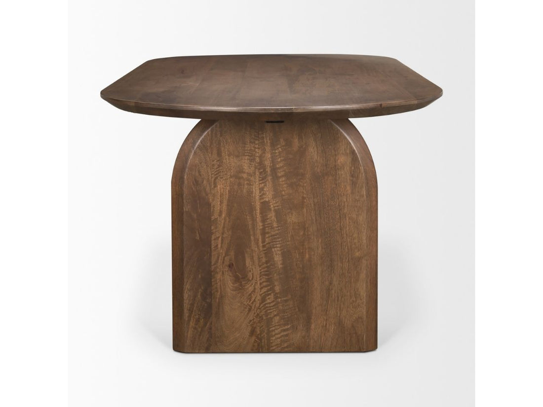 Isla Oval Dining Table w/Dark Brown Wood Top & Arched Legs