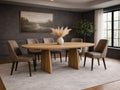 Isla Oval Dining Table w/Light Brown Wood Top & Arched Legs - Calgary Furniture Store