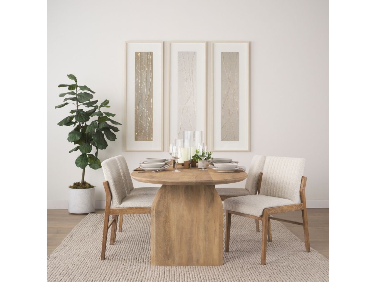 Isla Oval Dining Table w/Light Brown Wood Top & Arched Legs