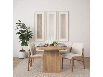 Isla Oval Dining Table w/Light Brown Wood Top & Arched Legs