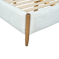Kamelia Queen Upholstered Bed Sand Fabric Headboard Solid Frame