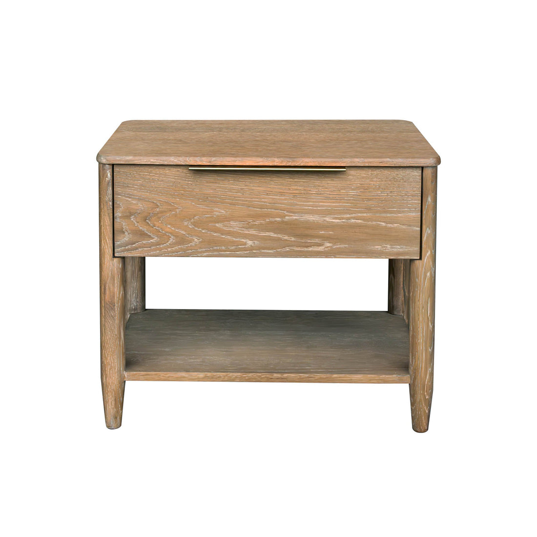 Kamelia Sand Nightstand with Drawer and Shelf Modern Bedside Table