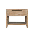 Kamelia Sand Nightstand with Drawer and Shelf Modern Bedside Table