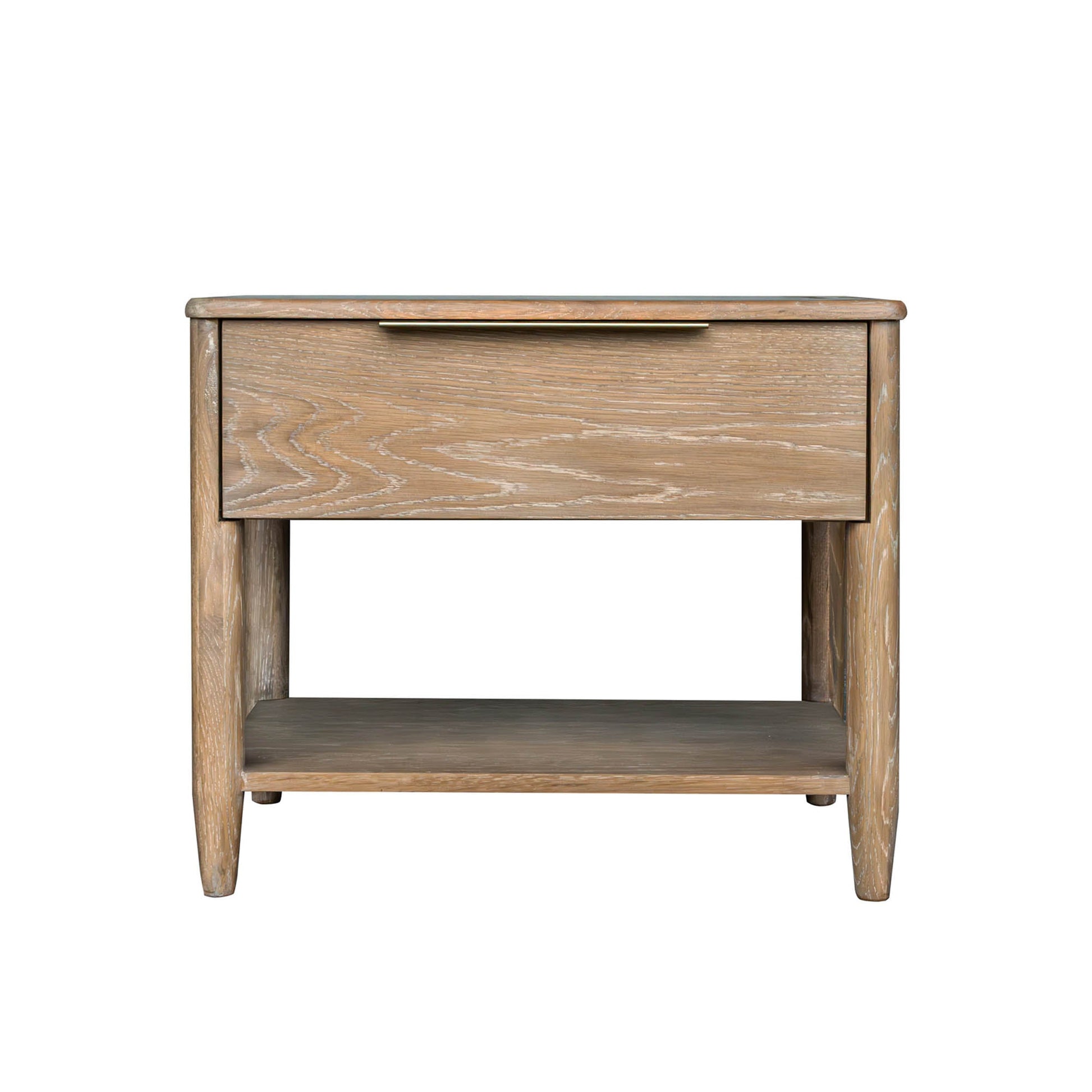 Kamelia Sand Nightstand with Drawer and Shelf Modern Bedside Table