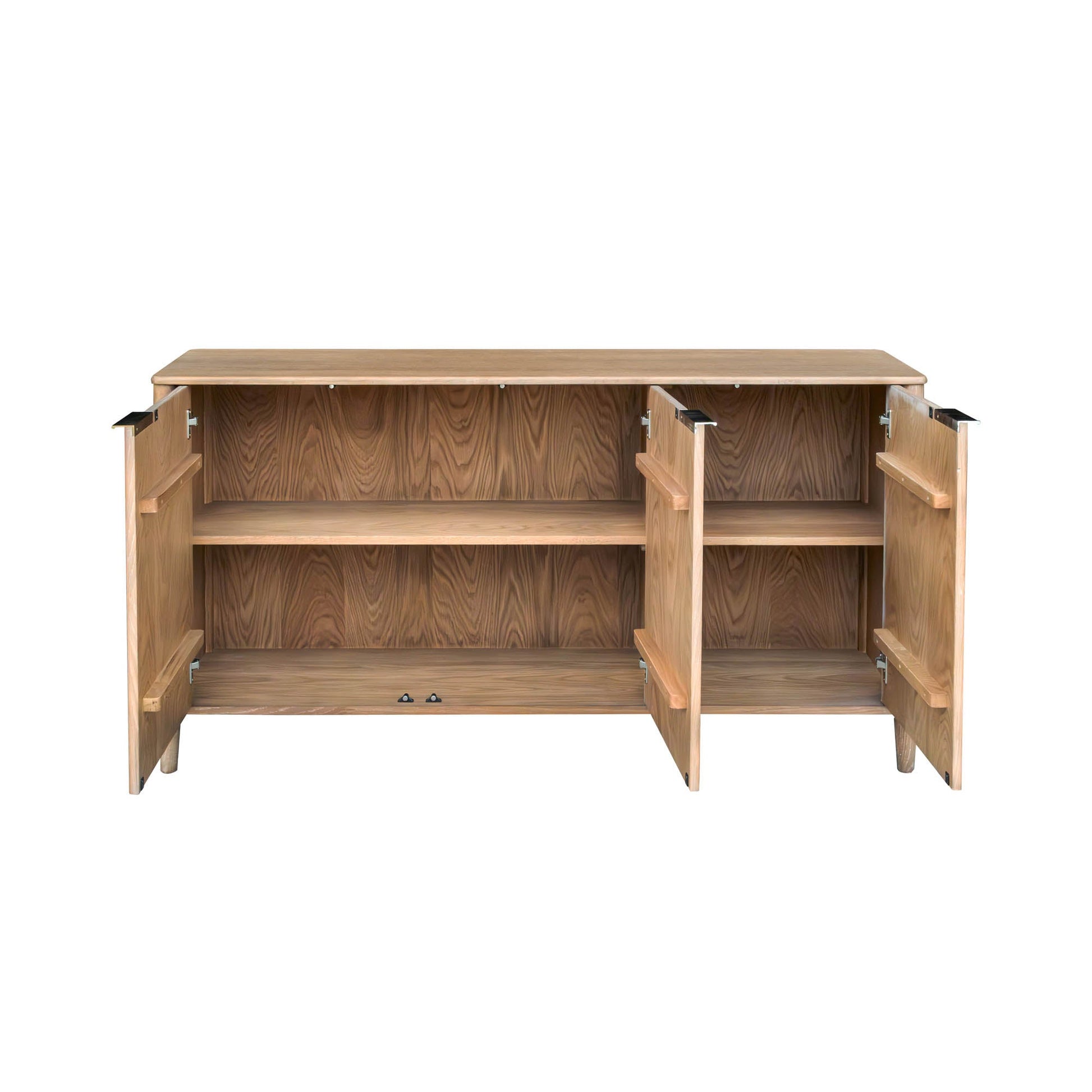 Kamelia Sand Sideboard Cabinet with Drawers and Open Shelving