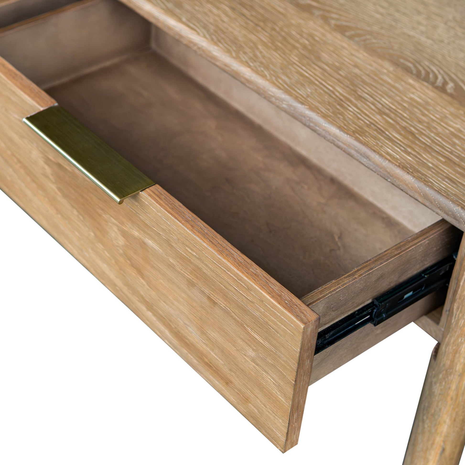 Kamelia Sand Console Table with Drawers and Open Shelf