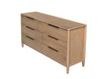 Kamelia 6-Drawer Sand Dresser Solid Wood Storage Chest in a white background