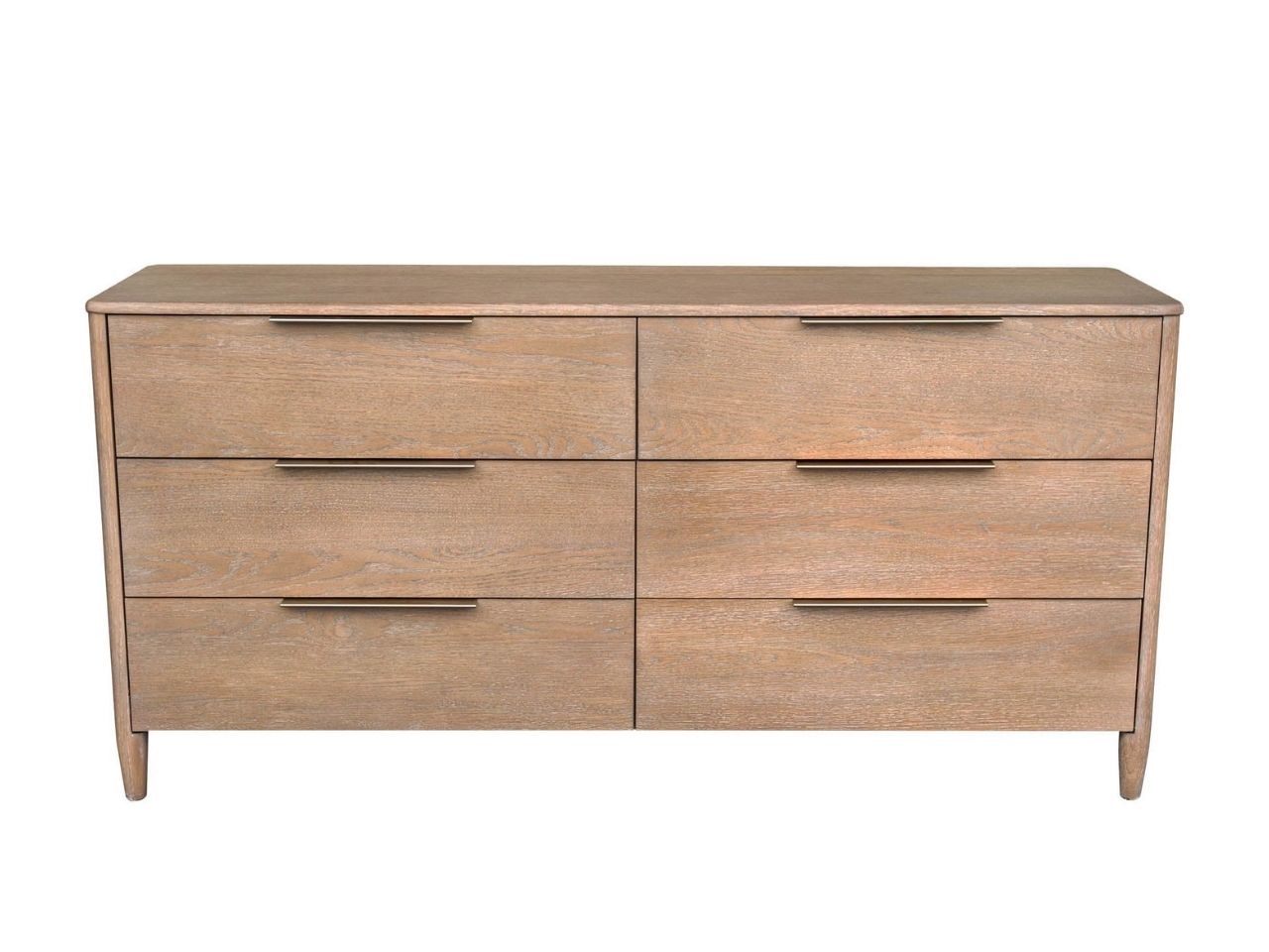 Kamelia 6-Drawer Sand Dresser Solid Wood Storage Chest in a white background