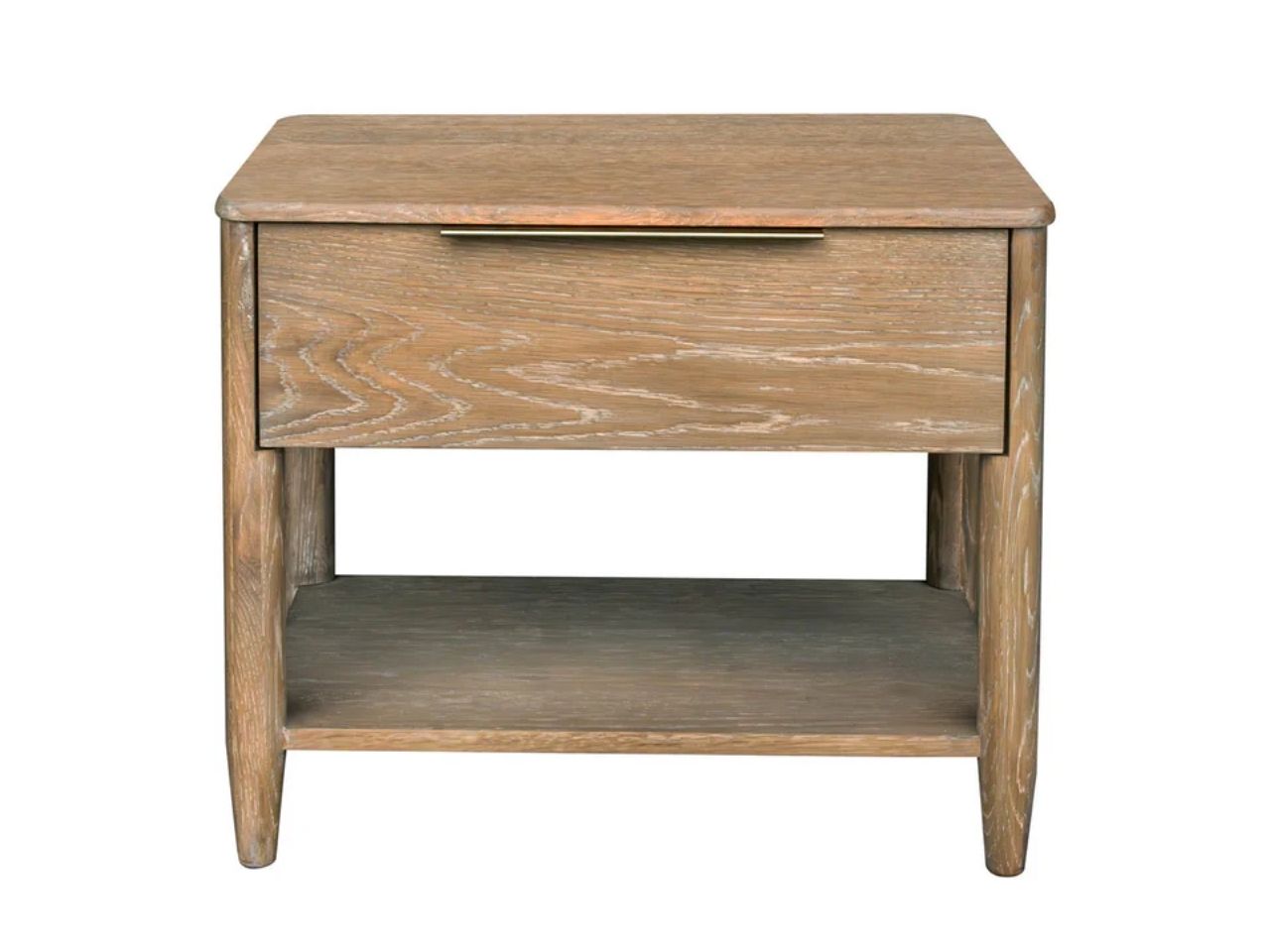 Kamelia Sand Nightstand with Drawer and Shelf Modern Bedside Table in Calgary in a white background