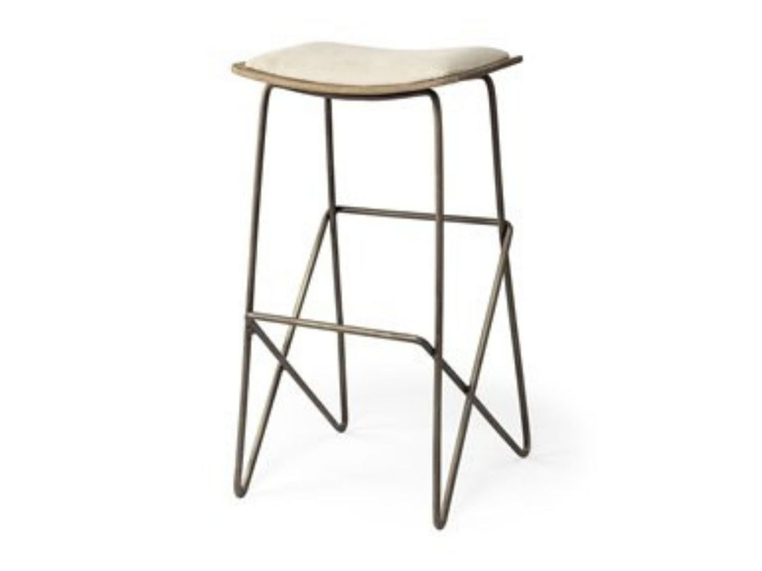 Katniss Cream Upholstered Counter & Bar Stool with Gold Frame in Calgary in a white background
