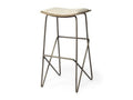 Katniss Cream Upholstered Counter & Bar Stool with Gold Frame in Calgary in a white background