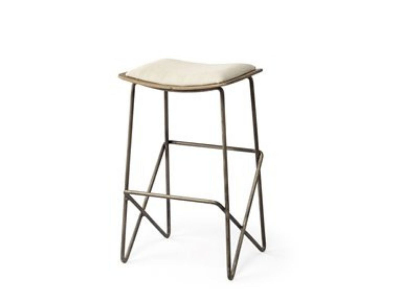 Katniss Cream Upholstered Counter & Bar Stool with Gold Frame in Calgary in a white background