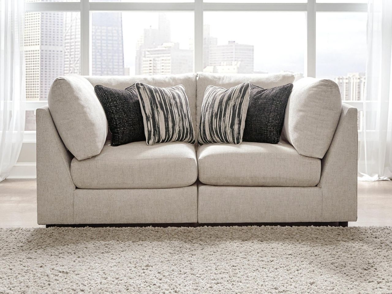 Kellway Modular 2-Piece Sectional Sofa, Plush Cushions, Bisque in Calgary