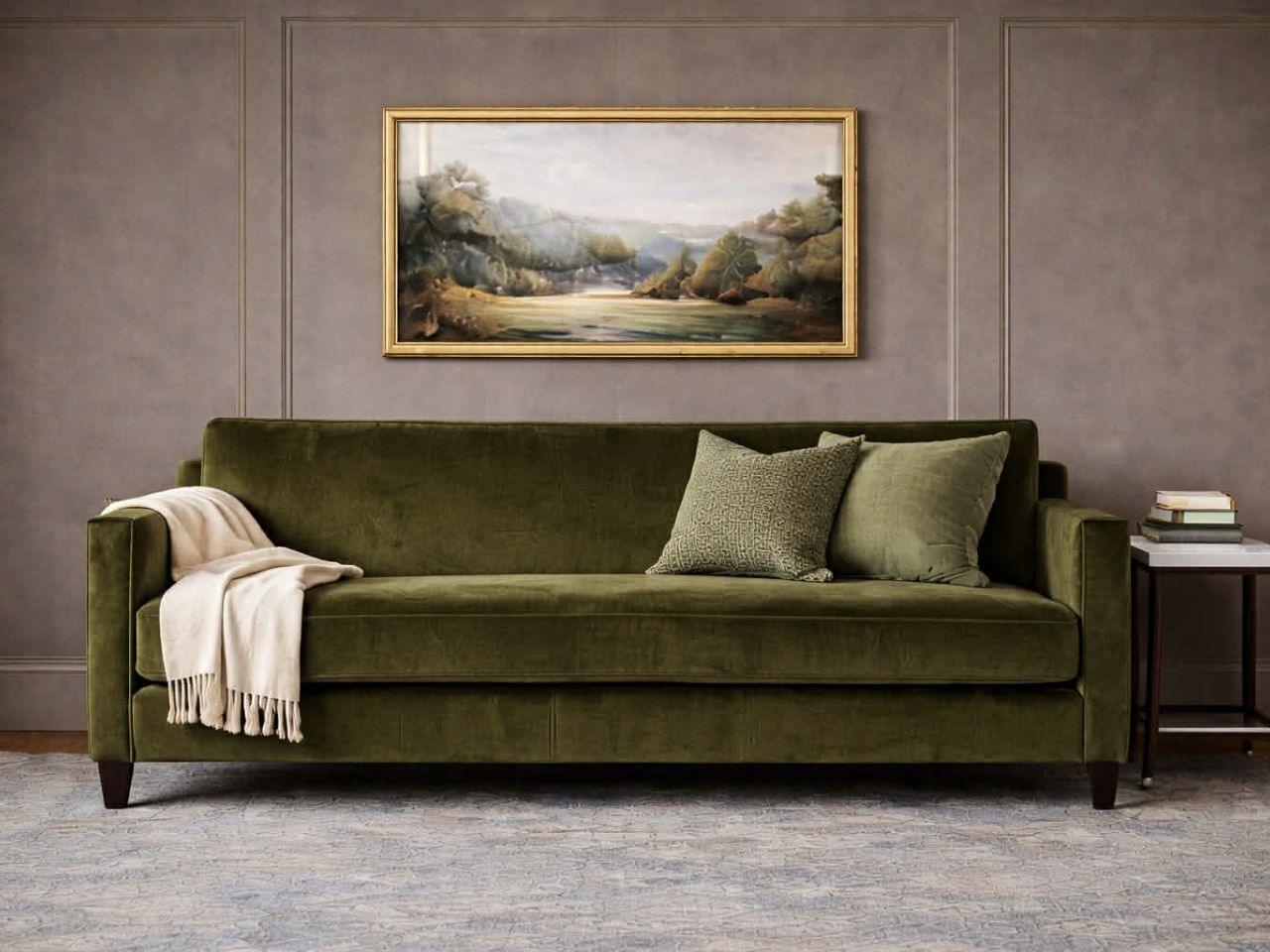 Landon Canadian Custom Sofa with a landscape wall painting