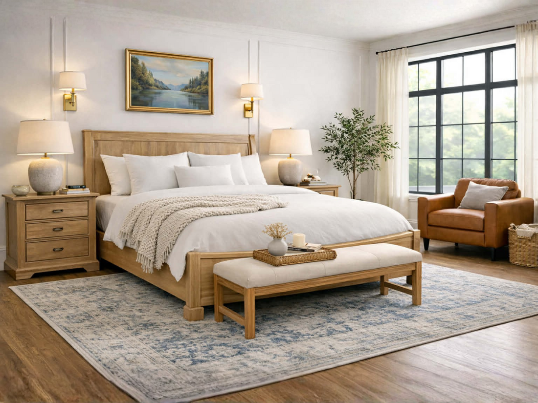 Rustique Sleigh Bed in Wormy Maple Wood Stain