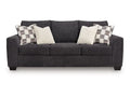 Loreo 3-Seat Modern Fabric Sofa with Accent Pillows in Calgary in a white background 