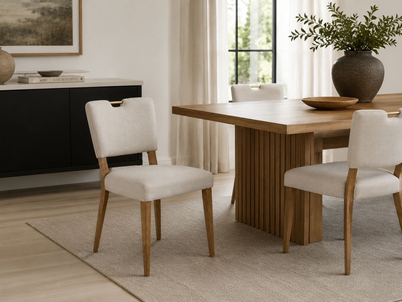 Luella Dining Chair - Sandy Beige/Cool Brown Legs